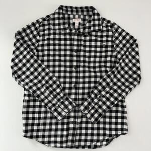 Cat & Jack Black & White‎ Plaid Button-Up Flannel Shirt - Size L (10/12) Fall